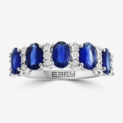 Effy  Diamond Accent Genuine Blue Sapphire Sterling Silver Oval Band