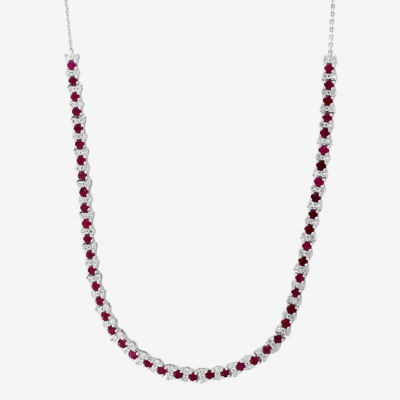 Effy  Womens 3/8 CT. T.W. Genuine Red Ruby Sterling Silver Tennis Necklaces