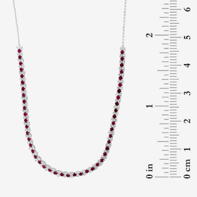 Effy  Womens 3/8 CT. T.W. Genuine Red Ruby Sterling Silver Tennis Necklaces