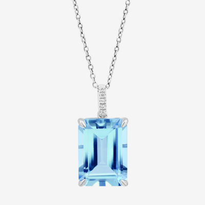 Effy  Womens Genuine Blue Topaz Sterling Silver Pendant Necklace