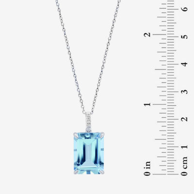 Effy  Womens Genuine Blue Topaz Sterling Silver Pendant Necklace