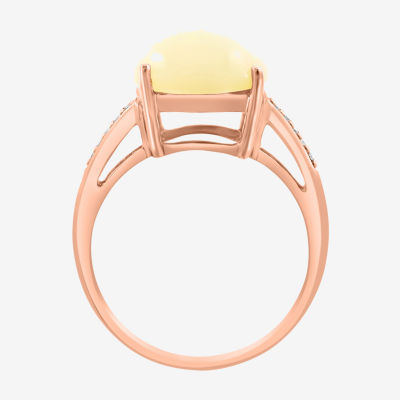 Effy  Womens Genuine White Opal 14K Rose Gold Cushion Cocktail Ring