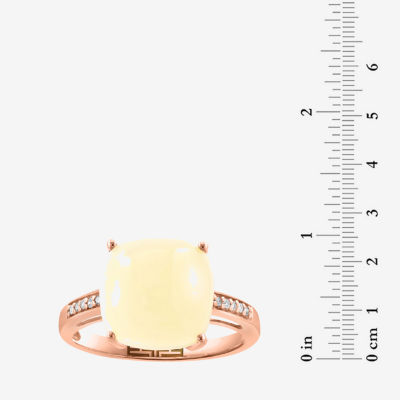 Effy  Womens Genuine White Opal 14K Rose Gold Cushion Cocktail Ring