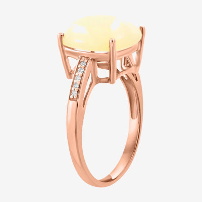 Effy  Womens Genuine White Opal 14K Rose Gold Cushion Cocktail Ring