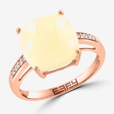 Effy  Womens Genuine White Opal 14K Rose Gold Cushion Cocktail Ring