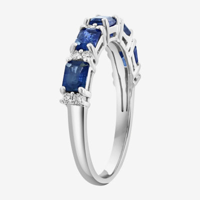 Effy Final Call Womens 1/7 CT. T.W. Lab Created Blue Sapphire 14K White Gold Cocktail Ring