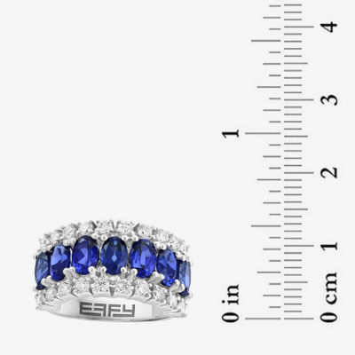 Effy  1/2 CT. T.W. Lab Created Blue Sapphire 14K White Gold Oval Band