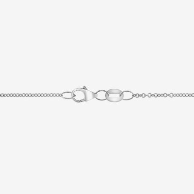 Effy  Womens Diamond Accent Lab Created Blue Sapphire 14K White Gold Cushion Pendant Necklaces