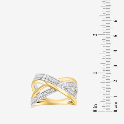 Effy  3/8 CT. T.W. Natural White Diamond 14K Two Tone Gold Crossover Band