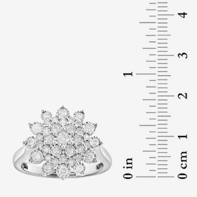 Effy  Womens 1/2 CT. T.W. Natural White Diamond Sterling Silver Cocktail Ring