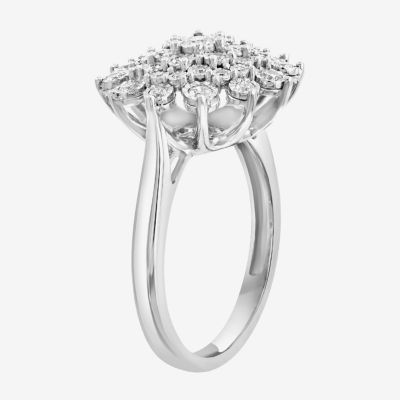 Effy  Womens 1/2 CT. T.W. Natural White Diamond Sterling Silver Cocktail Ring