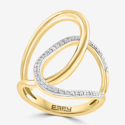Effy  Womens 1/4 CT. T.W. Natural White Diamond 14K Gold Cocktail Ring