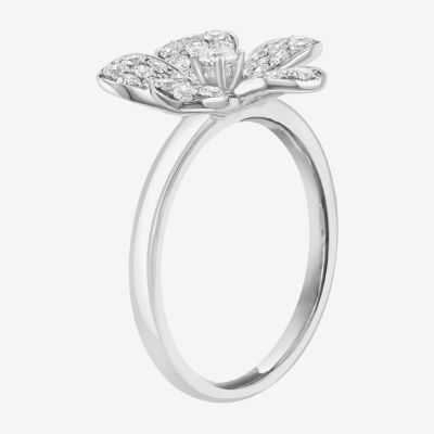 Effy  (E-F / Vs2-Si1) Womens 3/4 CT. T.W. Lab Grown White Diamond Sterling Silver Flower Cocktail Ring