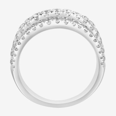 Effy  (E-F / Vs2-Si1) Womens 2 CT. T.W. Lab Grown White Diamond 14K White Gold Cocktail Ring