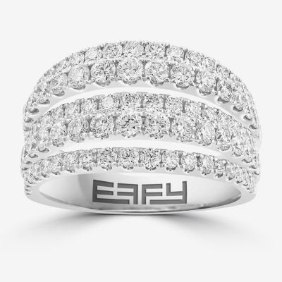 Effy  (E-F / Vs2-Si1) Womens 2 CT. T.W. Lab Grown White Diamond 14K White Gold Cocktail Ring