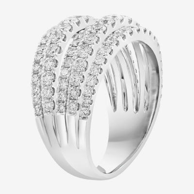 Effy  (E-F / Vs2-Si1) Womens 2 CT. T.W. Lab Grown White Diamond 14K White Gold Cocktail Ring