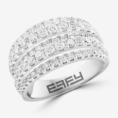 Effy  (E-F / Vs2-Si1) Womens 2 CT. T.W. Lab Grown White Diamond 14K White Gold Cocktail Ring