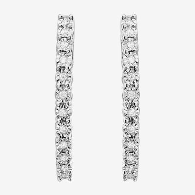 Effy  1/5 CT. T.W. Natural White Diamond Sterling Silver 27.9mm Round Hoop Earrings