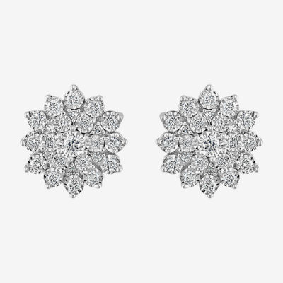 Effy  1/2 CT. T.W. Natural White Diamond Sterling Silver Flower Stud Earrings