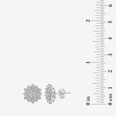 Effy  1/2 CT. T.W. Natural White Diamond Sterling Silver Flower Stud Earrings