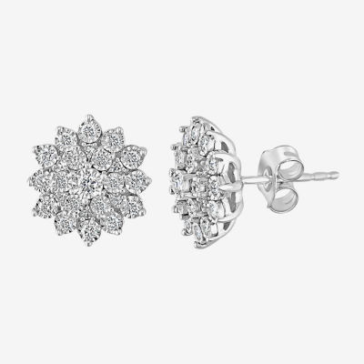 Effy  1/2 CT. T.W. Natural White Diamond Sterling Silver Flower Stud Earrings