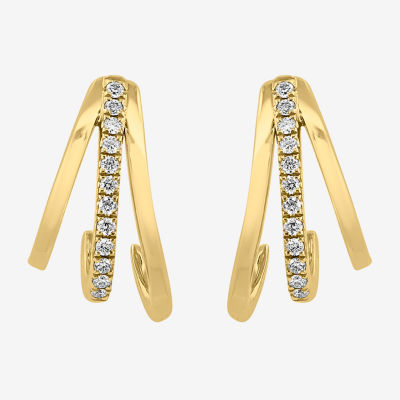 Effy  (G-H / Vs1-Vs2) Womens 1/10 CT. T.W. Lab Grown White Diamond 14K Gold 53mm Hoop Earrings