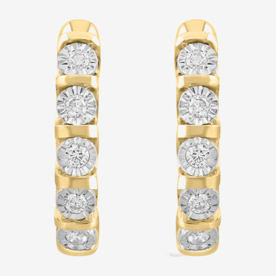 Effy  1/5 CT. T.W. Natural White Diamond 14K Gold Over Silver Sterling Silver 68mm Hoop Earrings