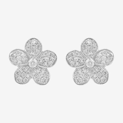 Effy  (E-F / Vs2-Si1) 3/4 CT. T.W. Lab Grown White Diamond Sterling Silver 47mm Flower Stud Earrings