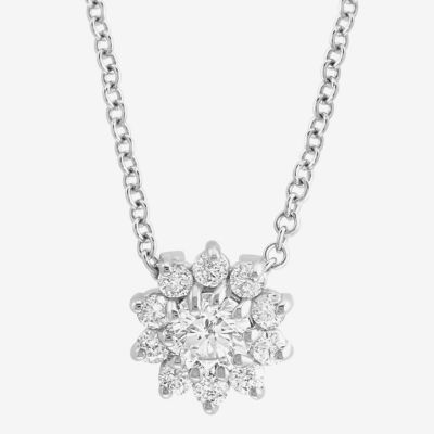 Effy  (G-H / Vs1-Vs2) Womens 1/2 CT. T.W. Lab Grown White Diamond 14K White Gold 18 Inch Pendant Necklace