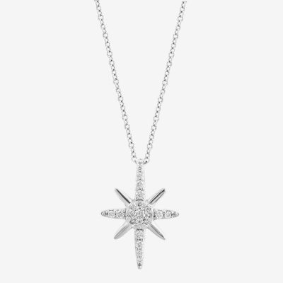 Effy  North Star (G / Vs2-Si1) Womens 1/5 CT. T.W. Lab Grown White Diamond Sterling Silver Star Pendant Necklace