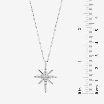 Effy  North Star (G / Vs2-Si1) Womens 1/5 CT. T.W. Lab Grown White Diamond Sterling Silver Star Pendant Necklace