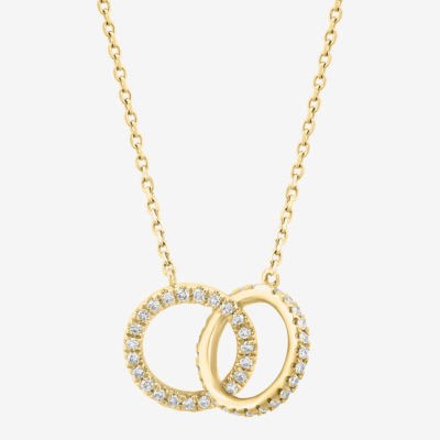 Effy  Womens 1/4 CT. T.W. Natural White Diamond 14K Gold Circle Pendant Necklace