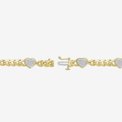 1/5 CT. T.W. Natural White Diamond 10K Gold Over Silver Heart 7 Inch Tennis Bracelet