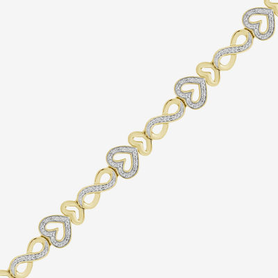 1/5 CT. T.W. Natural White Diamond 10K Gold Over Silver Heart Infinity 7 Inch Tennis Bracelet