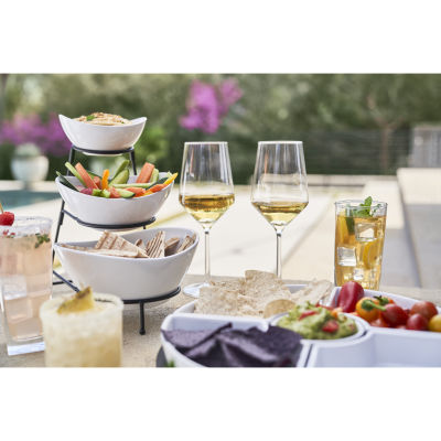 Gibson Elite Gracious Dining 3 Tier Bowl Server Set with Metal Stand