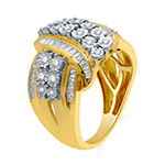 Womens 1 CT. T.W. Genuine White Diamond 14K Gold Over Silver Cocktail Ring