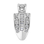 Womens 4 CT. T.W. Genuine White Diamond 10K Gold Round Side Stone Engagement Ring