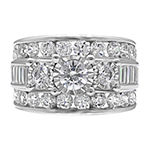 Womens 4 CT. T.W. Genuine White Diamond 10K Gold Round Side Stone Engagement Ring