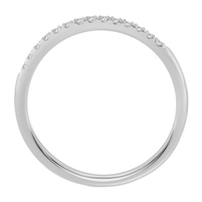 Womens 1/10 CT. T.W. Natural White Diamond 10K White Gold Wedding Band
