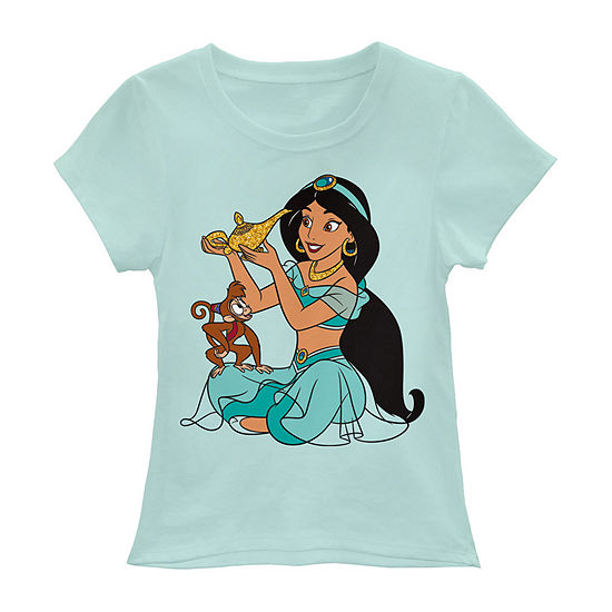 Disney Little & Big Girls Round Neck Aladdin Princess Jasmine Short Sleeve Graphic T-Shirt