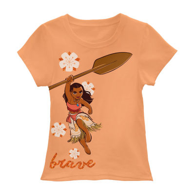 Disney Collection Little & Big Girls Round Neck Princess Moana Short Sleeve Graphic T-Shirt