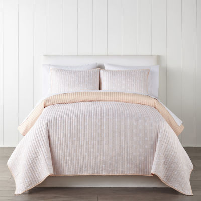 Home Expressions Rounded Geo Coverlet, Color: Pale Blush - JCPenney