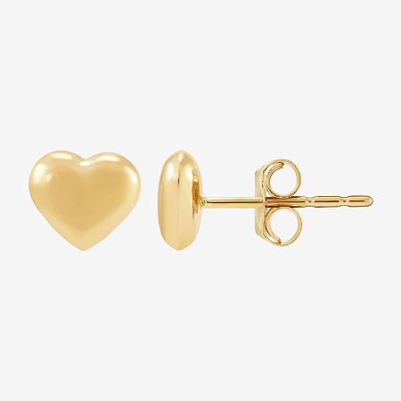 14K Gold 6.2mm Heart Stud Earrings, One Size