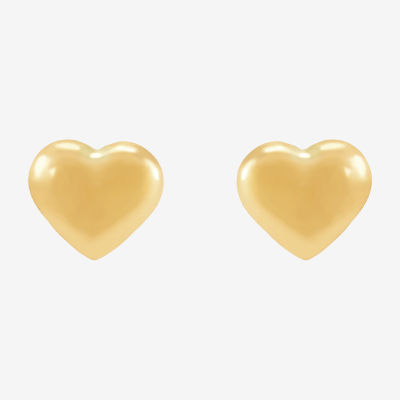 14K Gold 6.2mm Heart Stud Earrings
