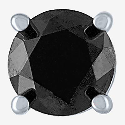 Womens 1/4 CT. Natural Black Diamond 10K White Gold Round Single Earring
