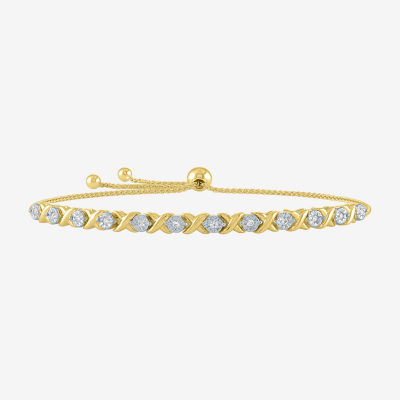 Yes, Please! 1/10 CT. T.W. Mined White Diamond 14K Gold Over Silver Bolo Bracelet