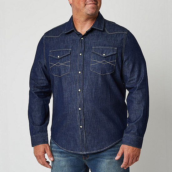Frye and Co. Big and Tall Mens Slim Fit Long Sleeve Button-Down Shirt