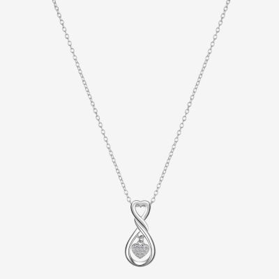 Footnotes Charm Cubic Zirconia Sterling Silver 16 Inch Cable Heart Pendant Necklace