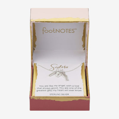Footnotes Sister Charm Womens Cubic Zirconia Sterling Silver Wing Pendant Necklaces