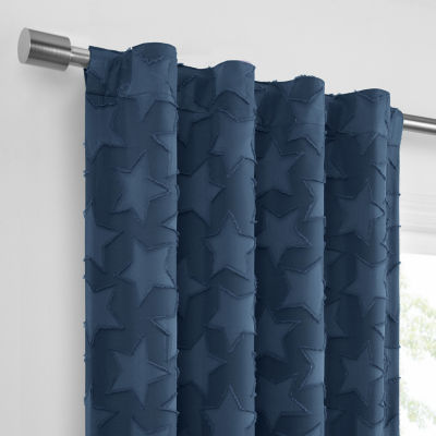 Under the Stars Kids Hayden Clip Star Energy Saving 100% Blackout Rod Pocket Back Tab Single Curtain Panel